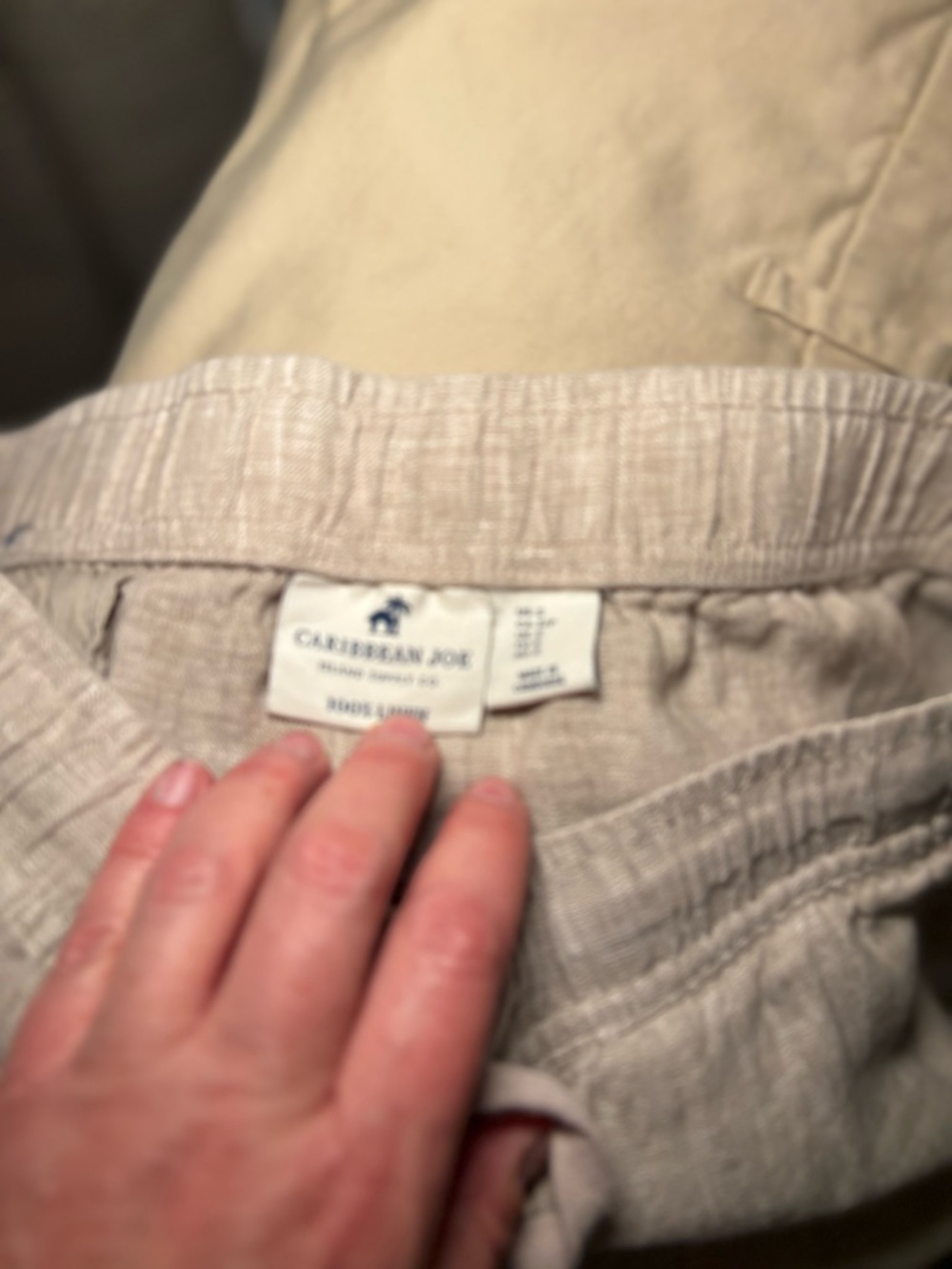 Caribbean Joe Beige Linen Drawstring Shorts|Coastal Relaxed Summer Shorts Size S - Picture 4 of 6
